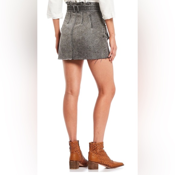 NWT Free People East Of Eden Denim Mini Skirt Women's 24 Belted Paperbag… - Picture 2 of 12